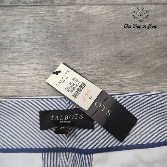 Talbots Petite Striped Flat Front Shorts Size 4P - Picture 2 of 7